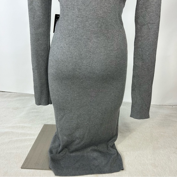 NEW EXPRESS Gray Turtle Neck Long Sleeve Midi Sweater Dress L - Picture 5 of 10